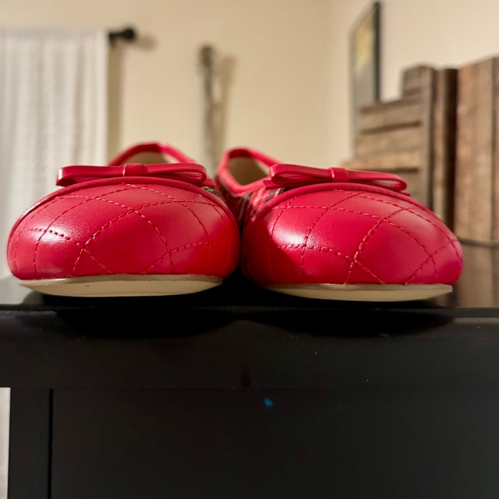 Talbots Red Plaid and Leather Ballet Flats Size 8.5 - NEW - Picture 3 of 12
